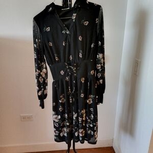 Black V-Neck Bishop Sleeve Sundress